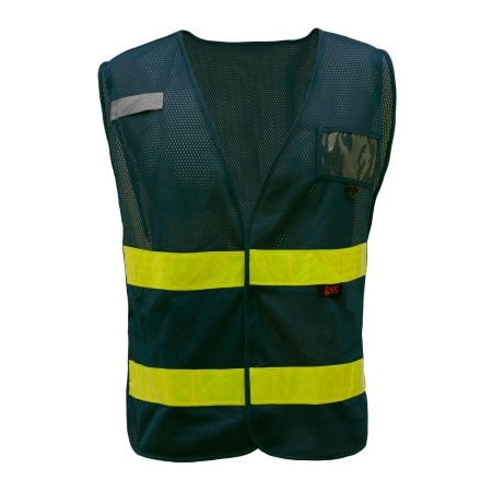 GSS Safety Incident Command Vest- Grey W/ Lime Prismatic Tape-One Size Fits All